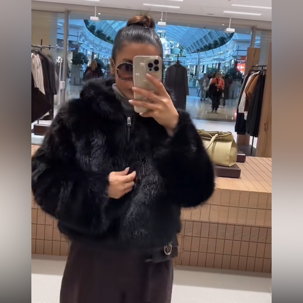 ZARA SHORT FAUX FUR HOODED COAT - Picture 2 of 13